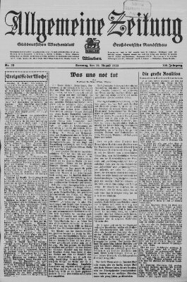 Allgemeine Zeitung Samstag 18. August 1923