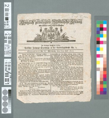 Königlich privilegirte Berlinische Zeitung von Staats- und gelehrten Sachen. Extrablatt (Königlich privilegirte Berlinische Zeitung von Staats- und gelehrten Sachen) Mittwoch 5. Juli 1815