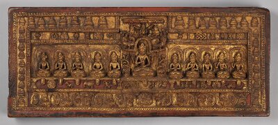 Tibetischer Buchdeckel (Oberdeckel) einer Prajñāpāramitā-Handschrift - BSB Cod.tibet. 1005