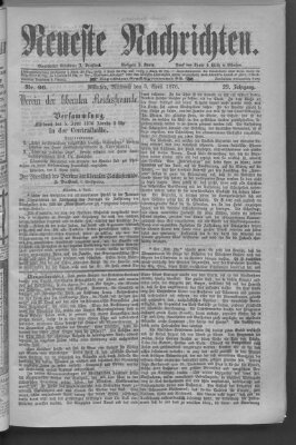 Neueste Nachrichten (Münchner neueste Nachrichten) Mittwoch 5. April 1876