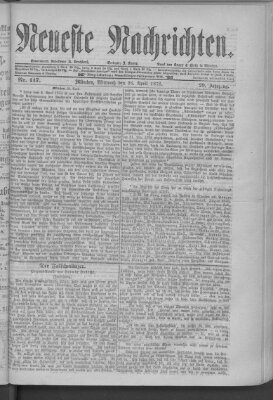 Neueste Nachrichten (Münchner neueste Nachrichten) Mittwoch 26. April 1876