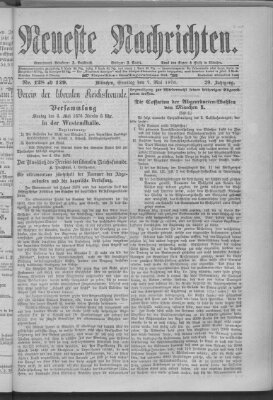 Neueste Nachrichten (Münchner neueste Nachrichten) Sonntag 7. Mai 1876