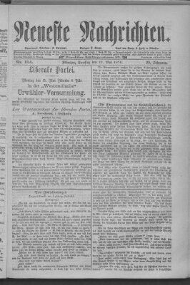 Neueste Nachrichten (Münchner neueste Nachrichten) Samstag 13. Mai 1876