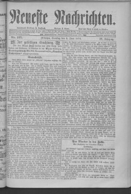 Neueste Nachrichten (Münchner neueste Nachrichten) Samstag 3. Juni 1876