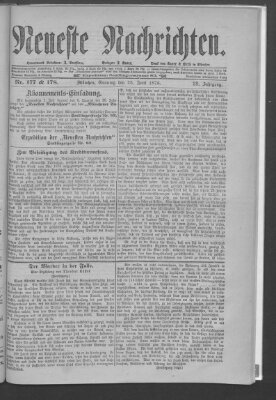 Neueste Nachrichten (Münchner neueste Nachrichten) Sonntag 25. Juni 1876