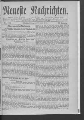 Neueste Nachrichten (Münchner neueste Nachrichten) Freitag 30. Juni 1876