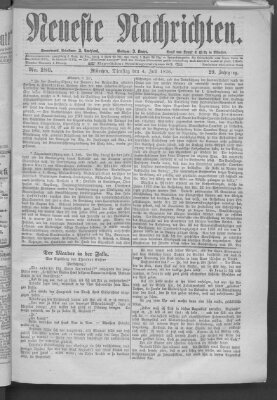 Neueste Nachrichten (Münchner neueste Nachrichten) Dienstag 4. Juli 1876