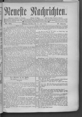 Neueste Nachrichten (Münchner neueste Nachrichten) Dienstag 11. Juli 1876