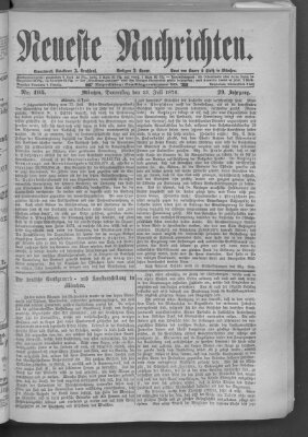 Neueste Nachrichten (Münchner neueste Nachrichten) Donnerstag 13. Juli 1876