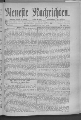 Neueste Nachrichten (Münchner neueste Nachrichten) Mittwoch 19. Juli 1876