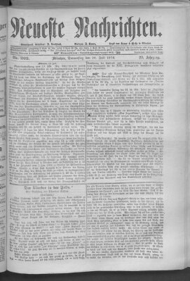 Neueste Nachrichten (Münchner neueste Nachrichten) Donnerstag 20. Juli 1876