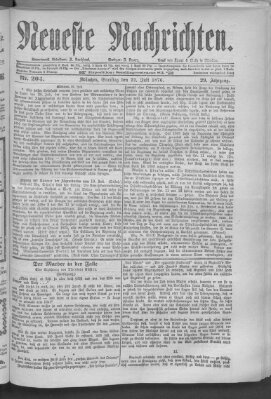 Neueste Nachrichten (Münchner neueste Nachrichten) Samstag 22. Juli 1876