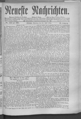 Neueste Nachrichten (Münchner neueste Nachrichten) Sonntag 23. Juli 1876