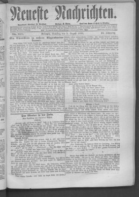 Neueste Nachrichten (Münchner neueste Nachrichten) Samstag 5. August 1876