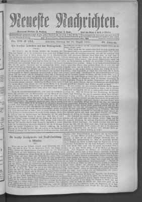 Neueste Nachrichten (Münchner neueste Nachrichten) Sonntag 20. August 1876