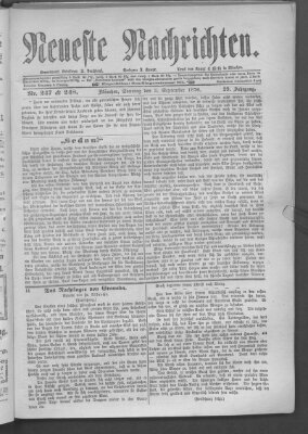 Neueste Nachrichten (Münchner neueste Nachrichten) Sonntag 3. September 1876