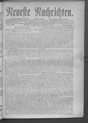 Neueste Nachrichten (Münchner neueste Nachrichten) Dienstag 5. September 1876