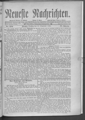 Neueste Nachrichten (Münchner neueste Nachrichten) Dienstag 12. September 1876