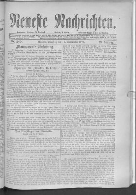 Neueste Nachrichten (Münchner neueste Nachrichten) Samstag 16. September 1876