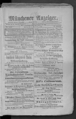 Münchener Anzeiger (Münchner neueste Nachrichten) Freitag 1. September 1876