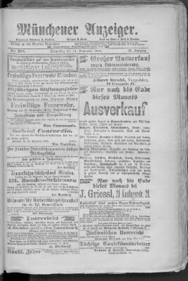 Münchener Anzeiger (Münchner neueste Nachrichten) Donnerstag 14. September 1876