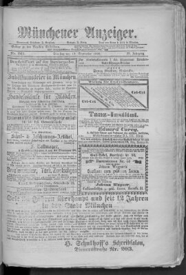 Münchener Anzeiger (Münchner neueste Nachrichten) Dienstag 19. September 1876