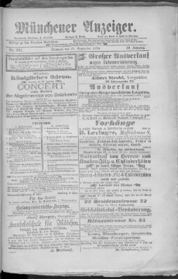 Münchener Anzeiger (Münchner neueste Nachrichten) Mittwoch 27. September 1876