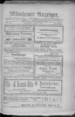 Münchener Anzeiger (Münchner neueste Nachrichten) Donnerstag 5. Oktober 1876