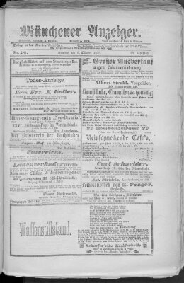 Münchener Anzeiger (Münchner neueste Nachrichten) Samstag 7. Oktober 1876