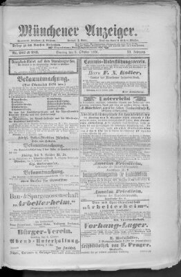 Münchener Anzeiger (Münchner neueste Nachrichten) Sonntag 8. Oktober 1876