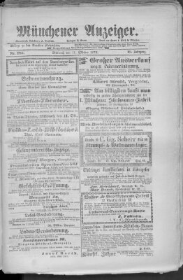 Münchener Anzeiger (Münchner neueste Nachrichten) Mittwoch 11. Oktober 1876