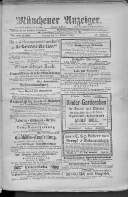 Münchener Anzeiger (Münchner neueste Nachrichten) Sonntag 15. Oktober 1876