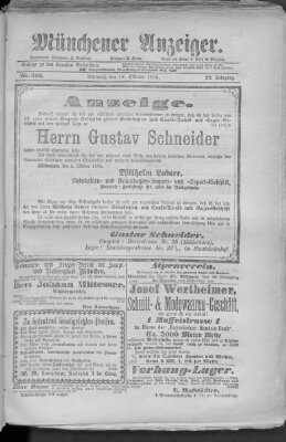 Münchener Anzeiger (Münchner neueste Nachrichten) Mittwoch 18. Oktober 1876