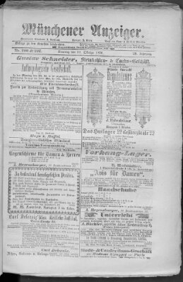 Münchener Anzeiger (Münchner neueste Nachrichten) Sonntag 22. Oktober 1876