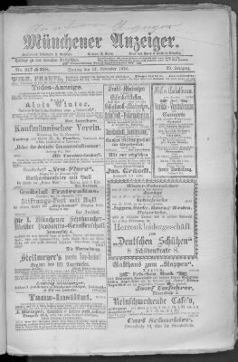 Münchener Anzeiger (Münchner neueste Nachrichten) Sonntag 12. November 1876