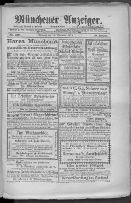 Münchener Anzeiger (Münchner neueste Nachrichten) Mittwoch 15. November 1876