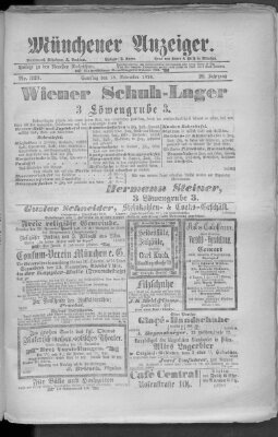 Münchener Anzeiger (Münchner neueste Nachrichten) Samstag 18. November 1876