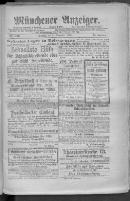 Münchener Anzeiger (Münchner neueste Nachrichten) Dienstag 21. November 1876