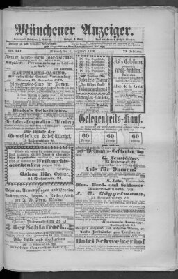 Münchener Anzeiger (Münchner neueste Nachrichten) Mittwoch 6. Dezember 1876