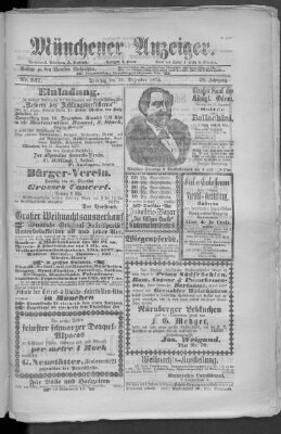 Münchener Anzeiger (Münchner neueste Nachrichten) Dienstag 12. Dezember 1876