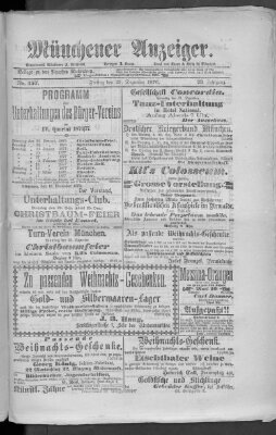 Münchener Anzeiger (Münchner neueste Nachrichten) Freitag 22. Dezember 1876