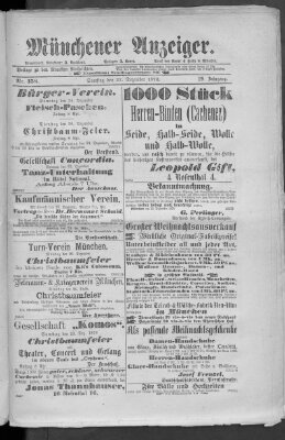 Münchener Anzeiger (Münchner neueste Nachrichten) Samstag 23. Dezember 1876