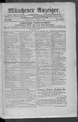 Münchener Anzeiger (Münchner neueste Nachrichten) Sonntag 31. Dezember 1876