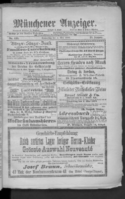 Münchener Anzeiger (Münchner neueste Nachrichten) Donnerstag 4. Mai 1876