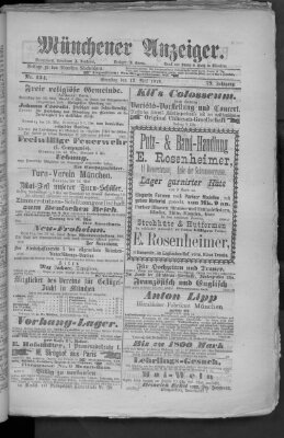 Münchener Anzeiger (Münchner neueste Nachrichten) Samstag 13. Mai 1876