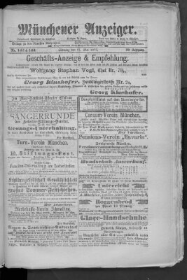 Münchener Anzeiger (Münchner neueste Nachrichten) Sonntag 21. Mai 1876