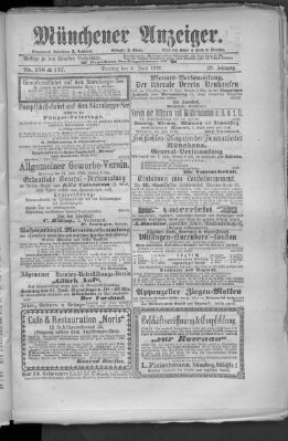 Münchener Anzeiger (Münchner neueste Nachrichten) Sonntag 4. Juni 1876