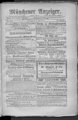 Münchener Anzeiger (Münchner neueste Nachrichten) Mittwoch 7. Juni 1876