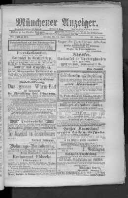 Münchener Anzeiger (Münchner neueste Nachrichten) Sonntag 18. Juni 1876