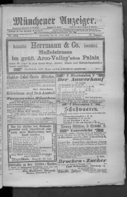 Münchener Anzeiger (Münchner neueste Nachrichten) Donnerstag 22. Juni 1876